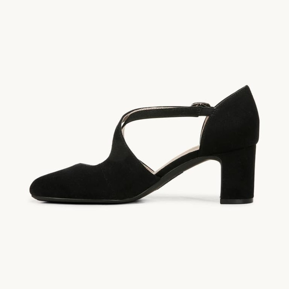 LifeStride Tracy Black Micro Strappy Block Heel Pump Shoes Sz 7.5M NEW - Picture 6 of 11